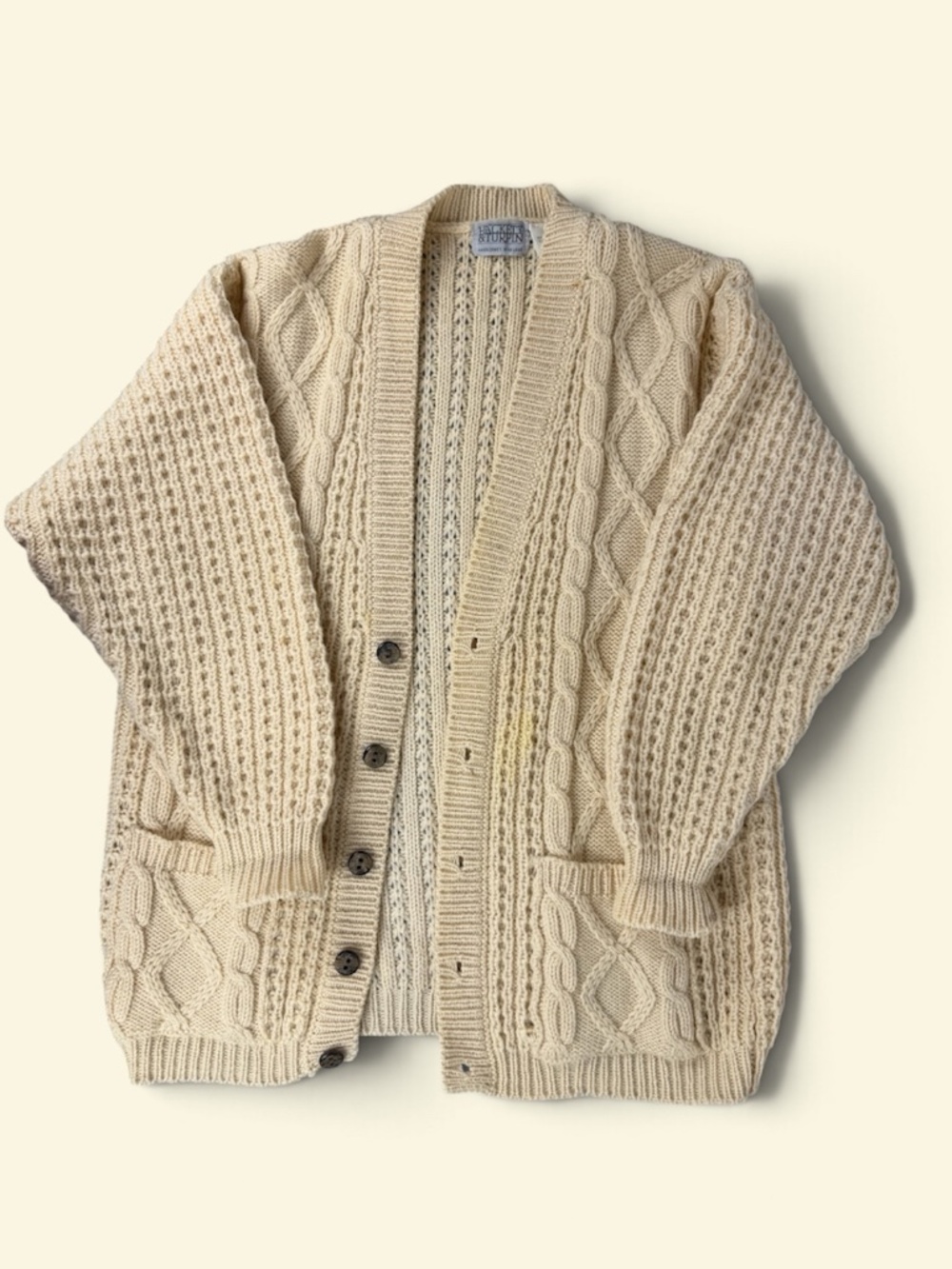 Vtg Hackett & Turpin Wool Cardigan Knit Fisherman Ireland Rural Cottage Men's L